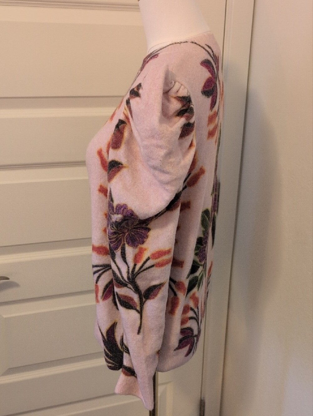 FARM RIO Sweater Winter Garden Floral Puff Sleeve Alpaca Blend Size Medium - Picture 4 of 13